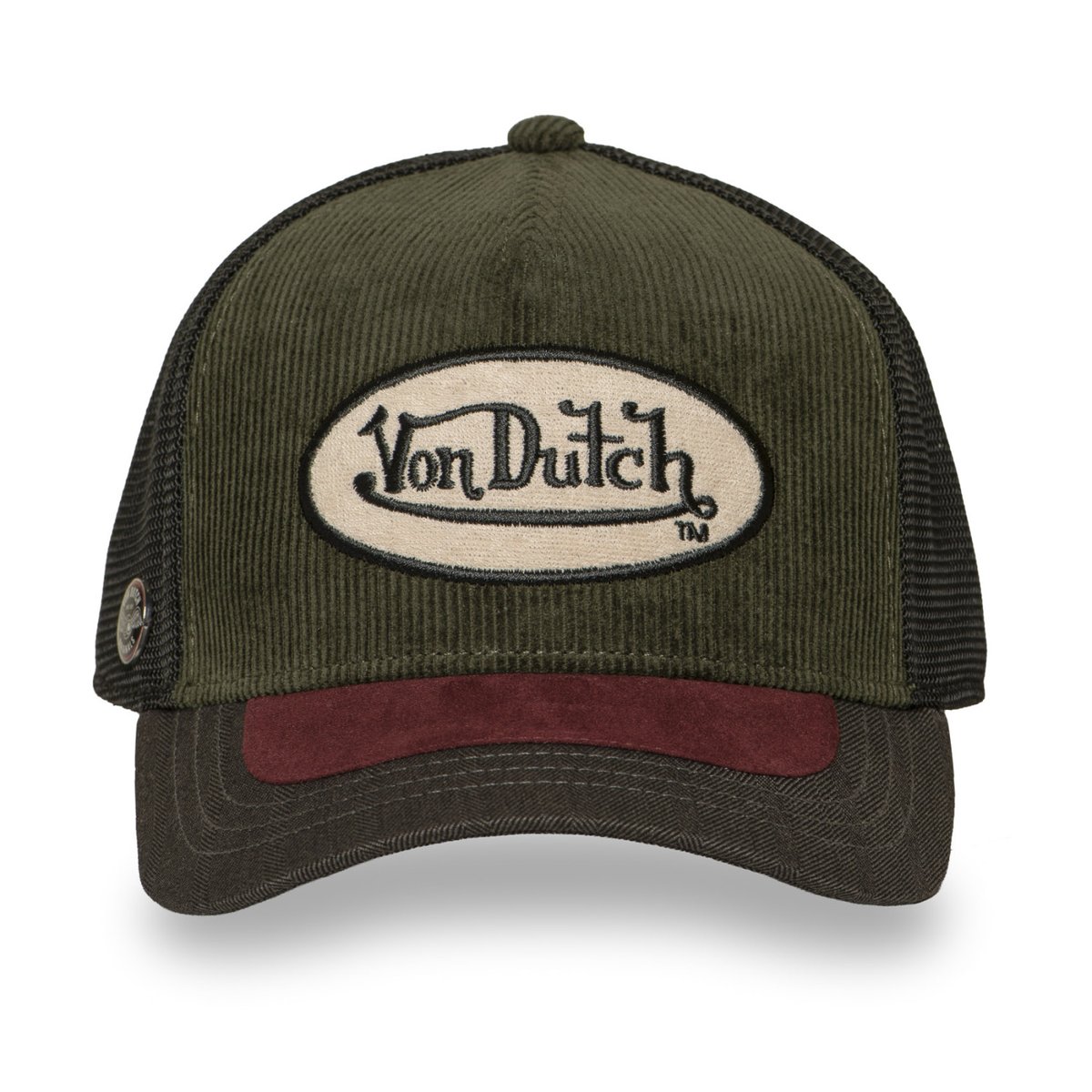 Casquette Trucker Shield kaki foncé/bordeaux/noir, VON DUTCH