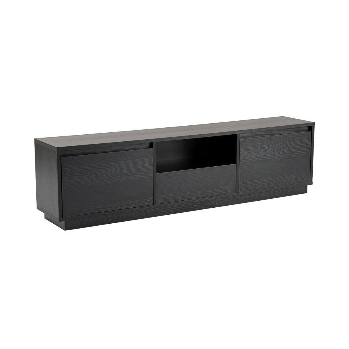 Meuble TV 3 portes - 4 niches MARFA aspect bois noir, PIER IMPORT