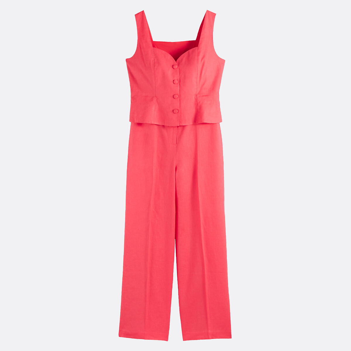 Tuta effetto 2-in-1 in lino rosa fragola , LA REDOUTE COLLECTIONS