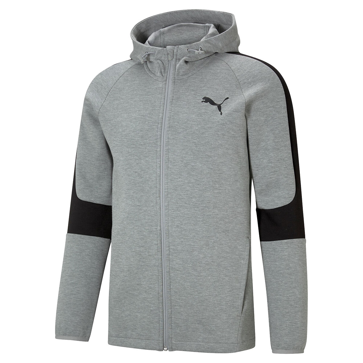 Sweat zippé à capuche evostripe gris chiné, PUMA