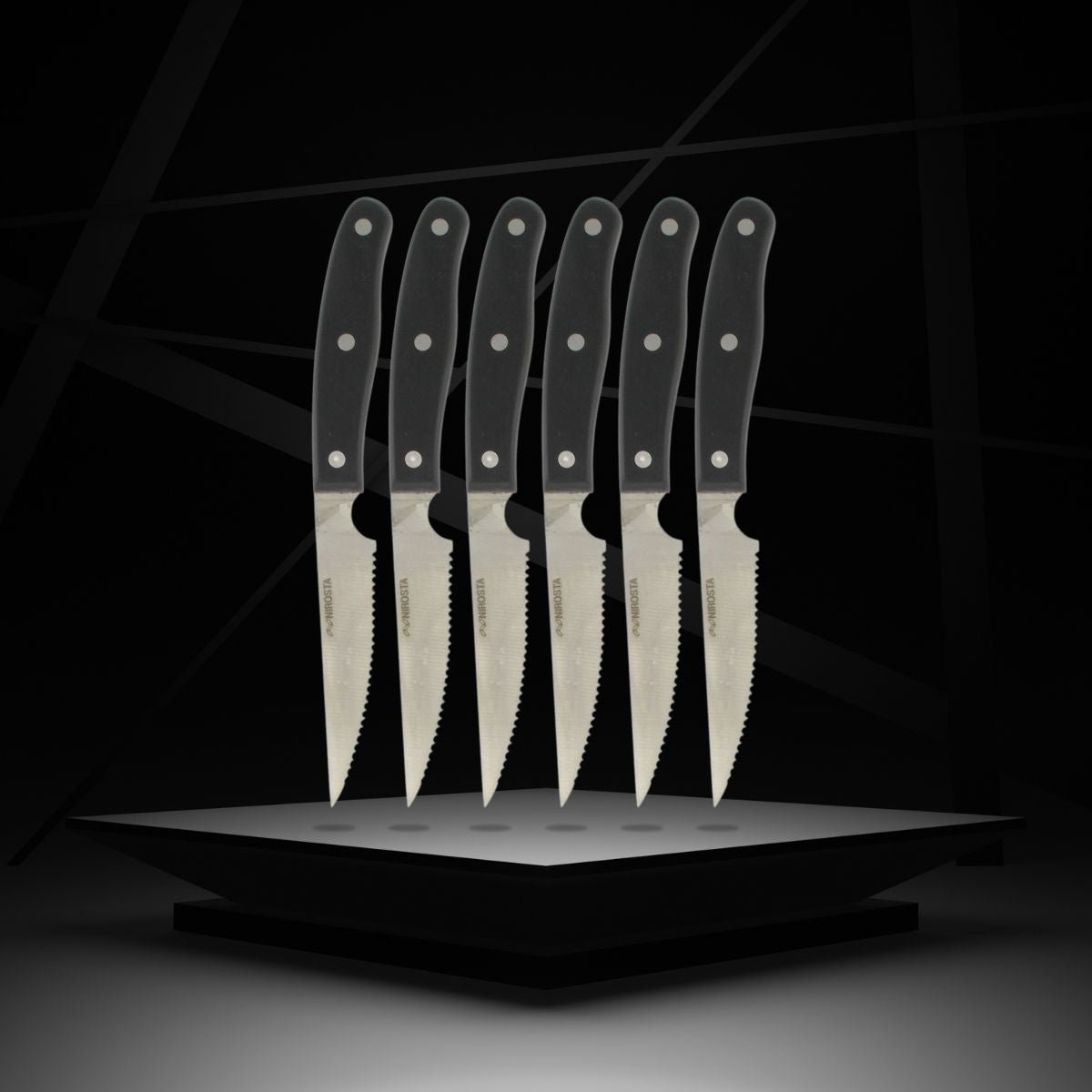 Lot de 6 couteaux à steak FIT noir,inox, NIROSTA