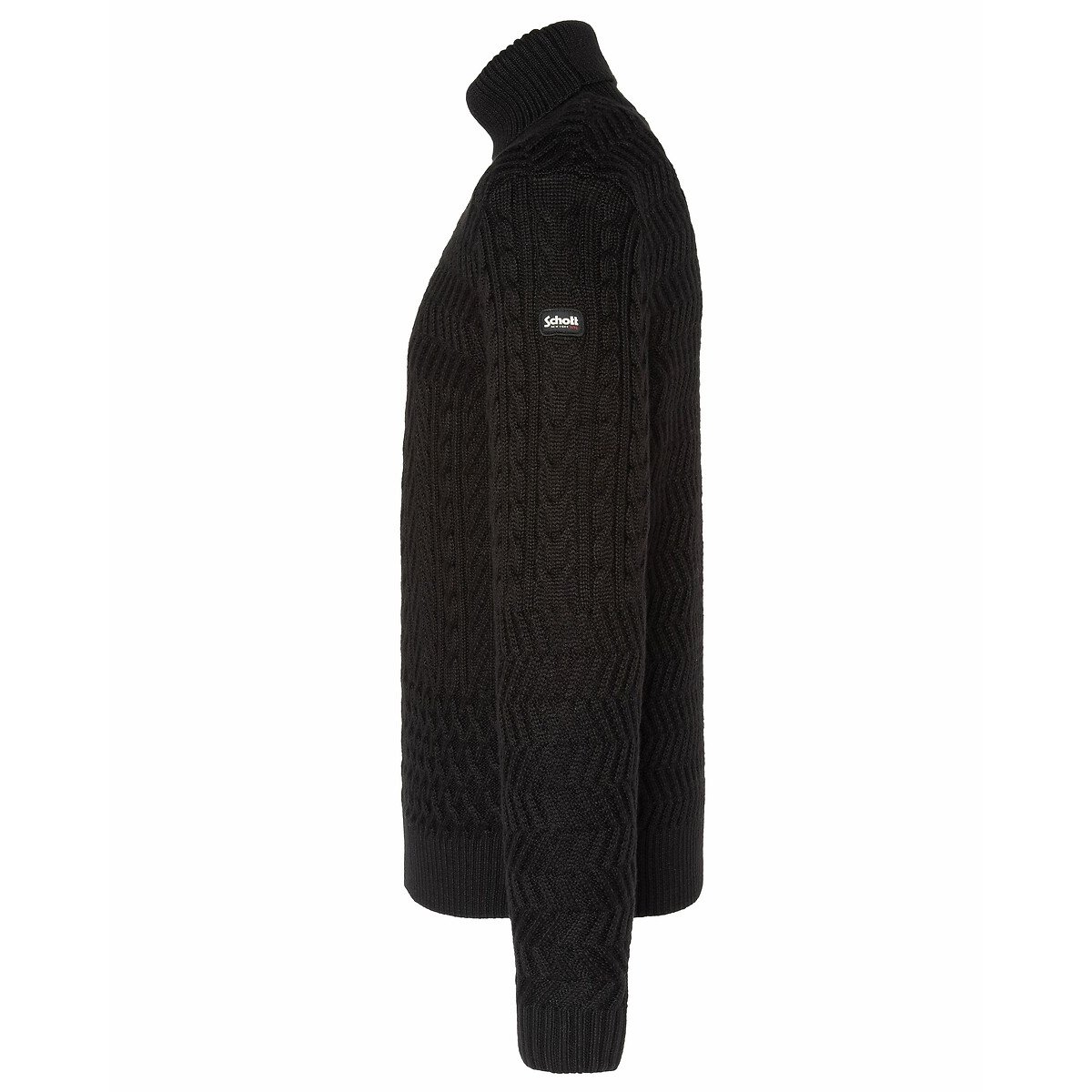 Pull Keth 2 col roulé torsadé noir, SCHOTT