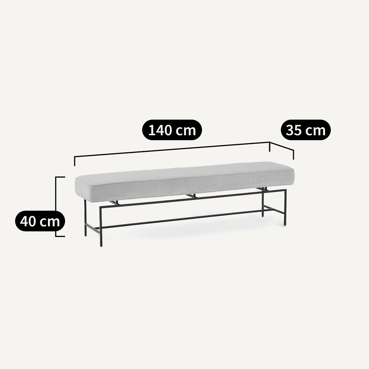 Panca/panca da letto rivestimento texturé, Oreko grigio chiaro, AM.PM