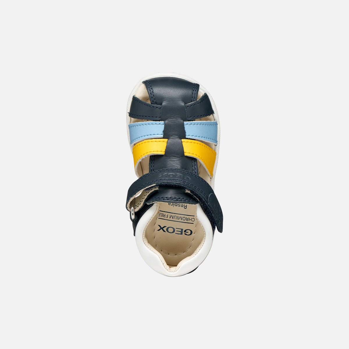 Sandales premiers pas Macchia bleu marine/jaune foncé, GEOX