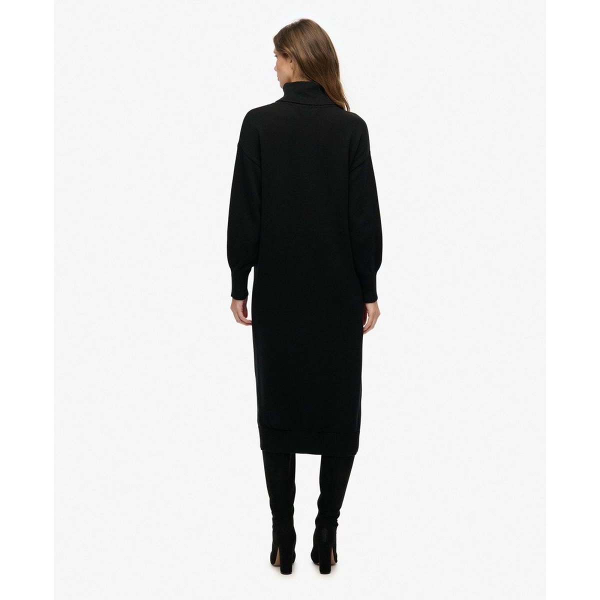 Robe Pull Midi à Col Roulé noir, SUPERDRY