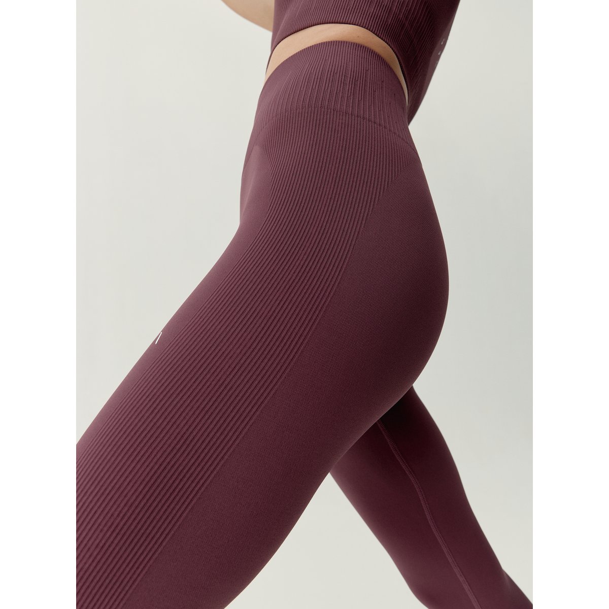 Legging de sport femme Naia longueur longue taille haute vin cerise, BORN