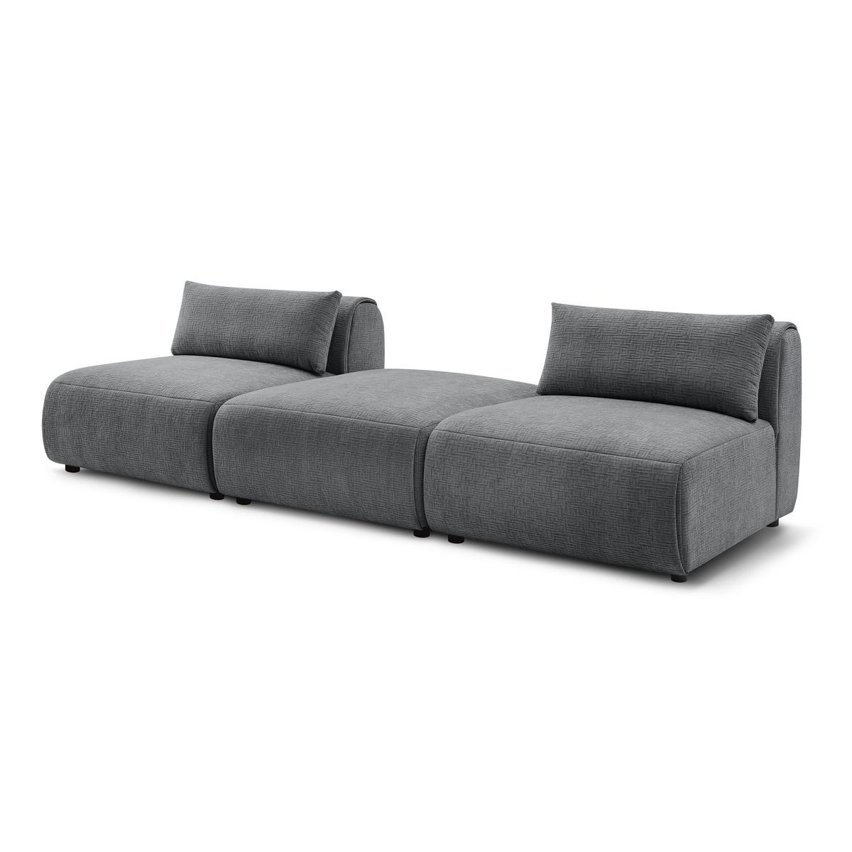 Canapé modulable 3 places en tissu texturé, JEANNE gris foncé, BOBOCHIC