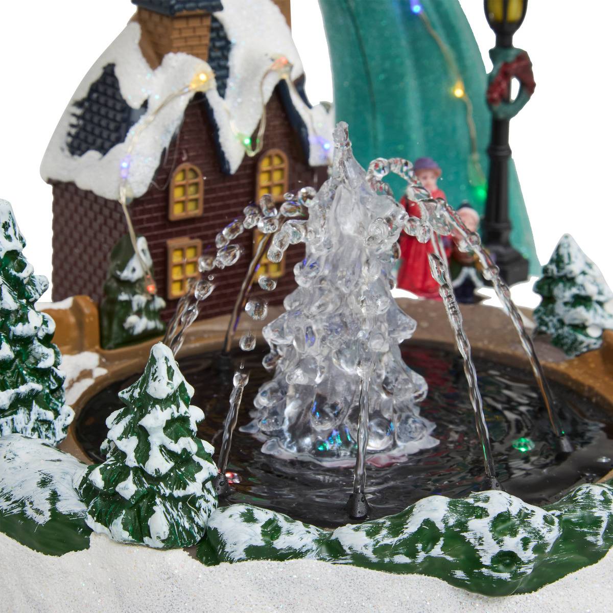 Village lumineux fontaine père noël et traineau 20 LED multicolore, ATMOSPHERA