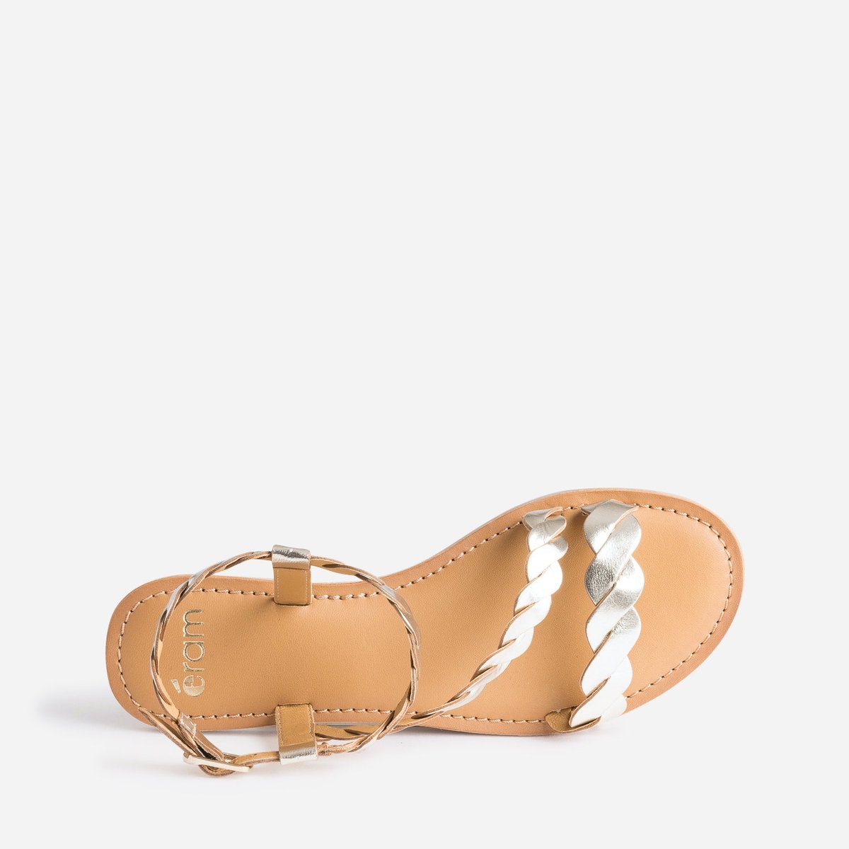 Sandale Plate en cuir TABOCAS light gold, ERAM