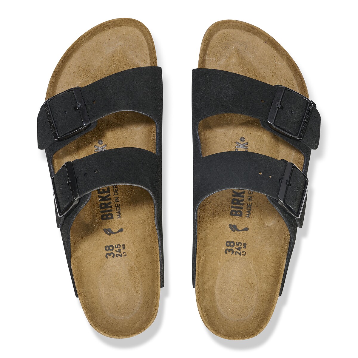 Mules double bride en cuir suédé ARIZONA noir, BIRKENSTOCK