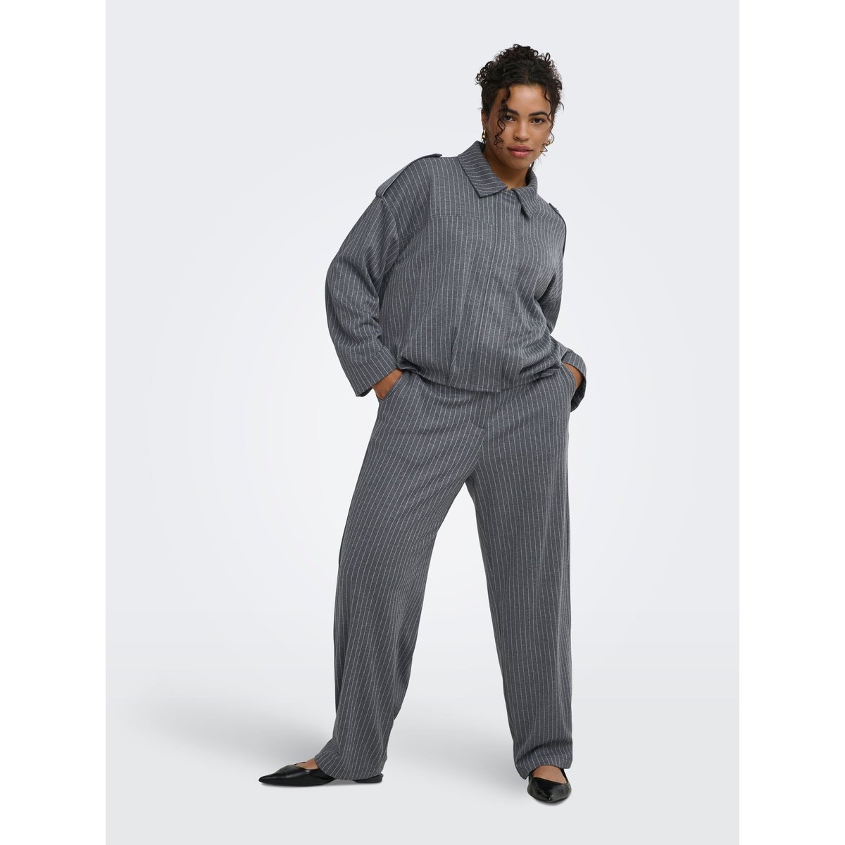 Pantalon medium grey melange, ONLY CARMAKOMA