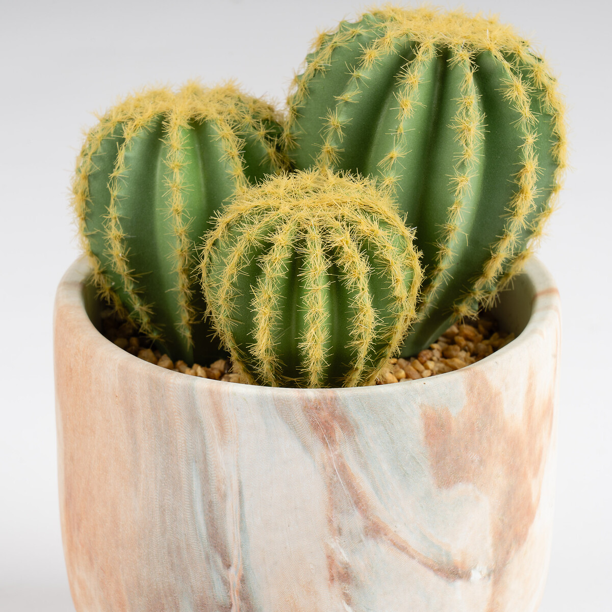 20cm Faux Cactus in Marble Effect Cement Pot dark green/light green, SO'HOME