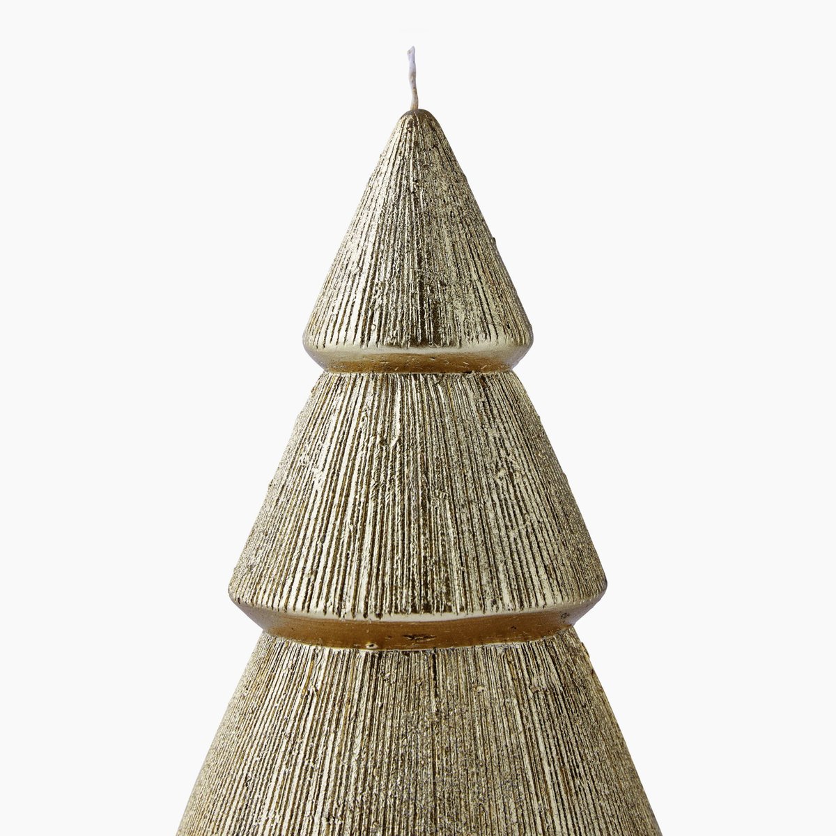 Bougie sapin, H18XD9cm, en cire dore, MONOPRIX MAISON
