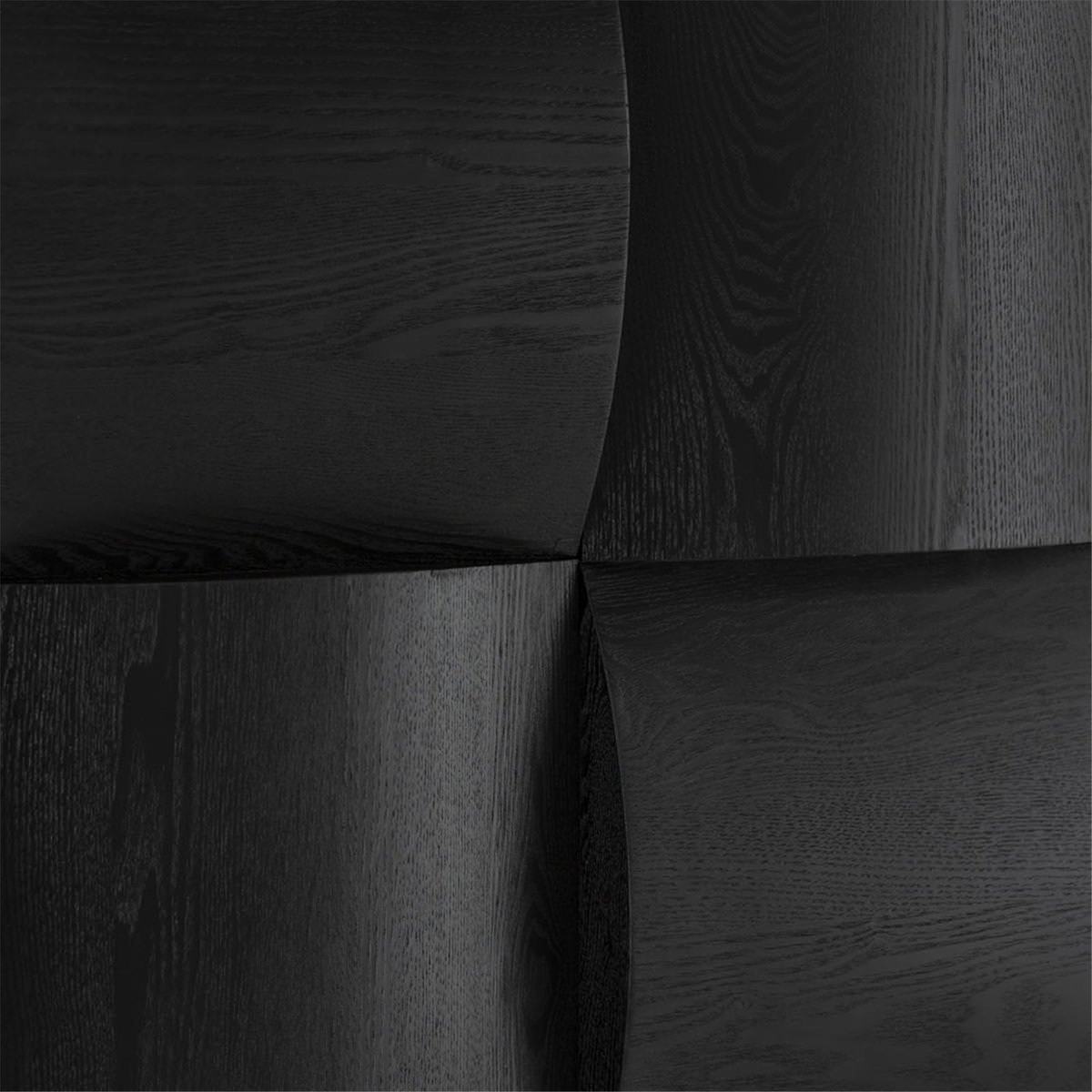 Sculpture murale en bois à relief graphique noir, RECOLLECTION