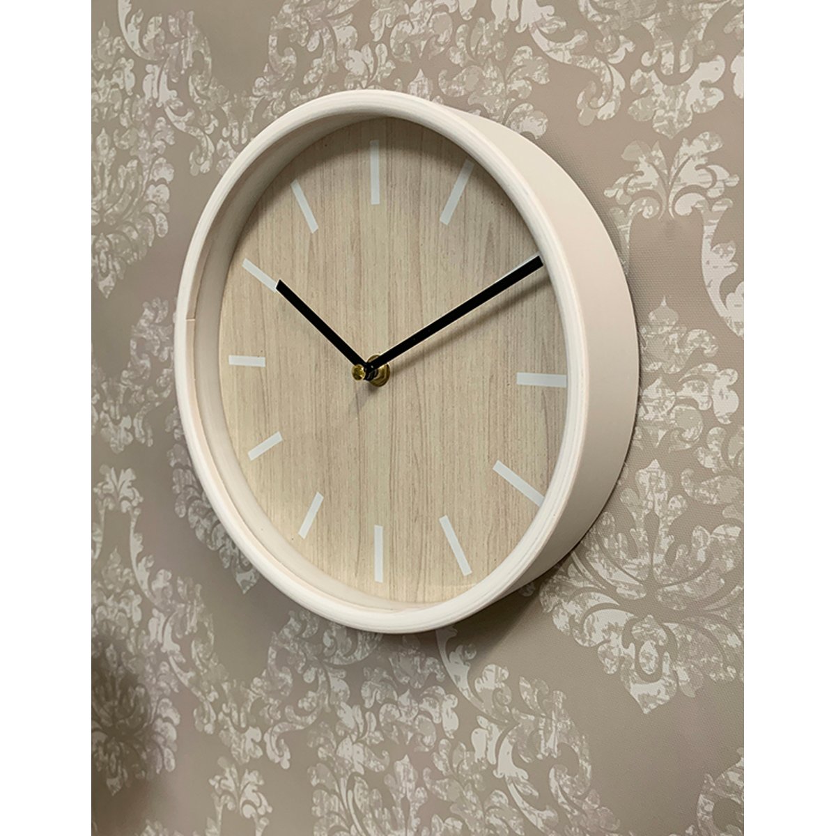Horloge ronde bois 22cm beige, EMDE