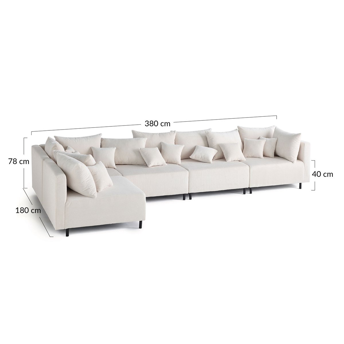 Canapé d'Angle réversible 5 places - EDINBURG gris foncé, BEST MOBILIER