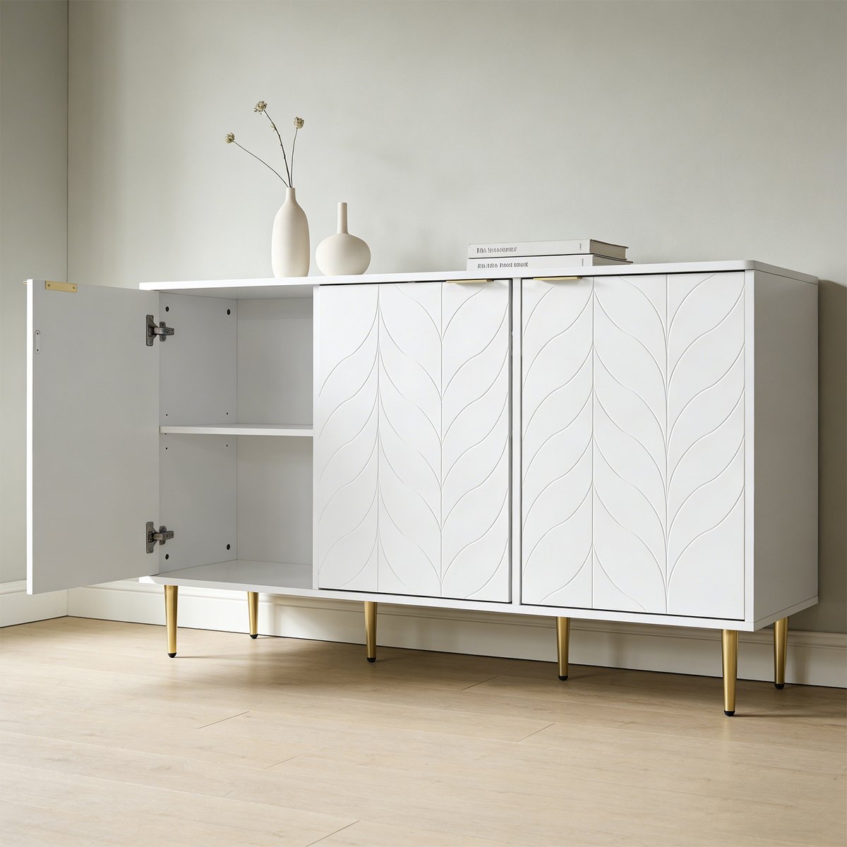 Armoire de rangement avec 3 portes style moderne, BABEDE blanc, MEUBLES COSY