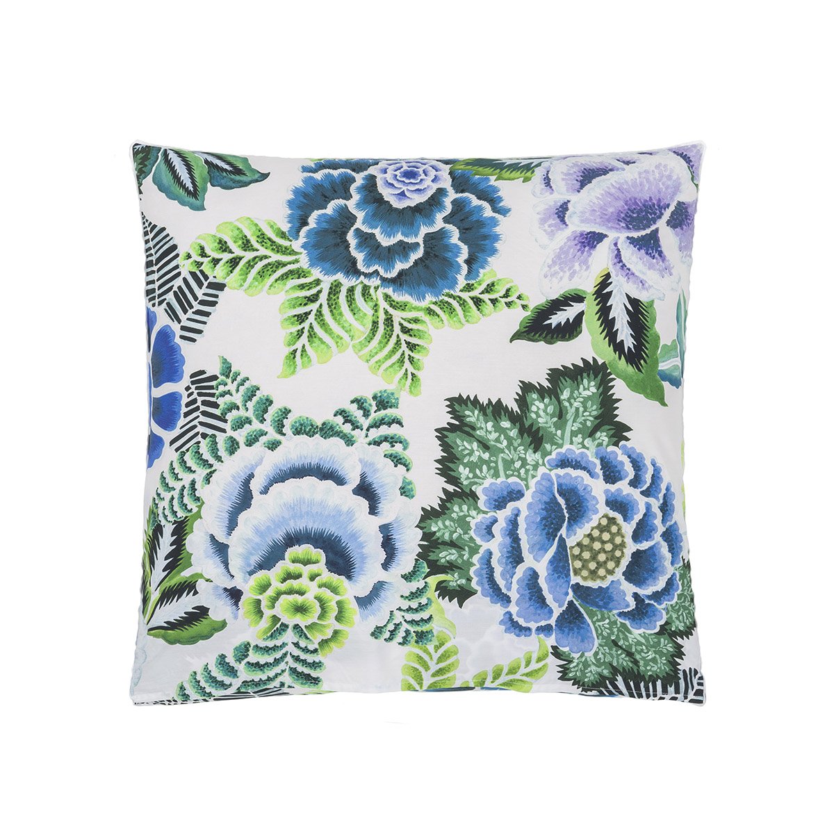 Taie d'oreiller imprimée en percale de coton, ROSE DE DAMAS bleu indigo, DESIGNERS GUILD