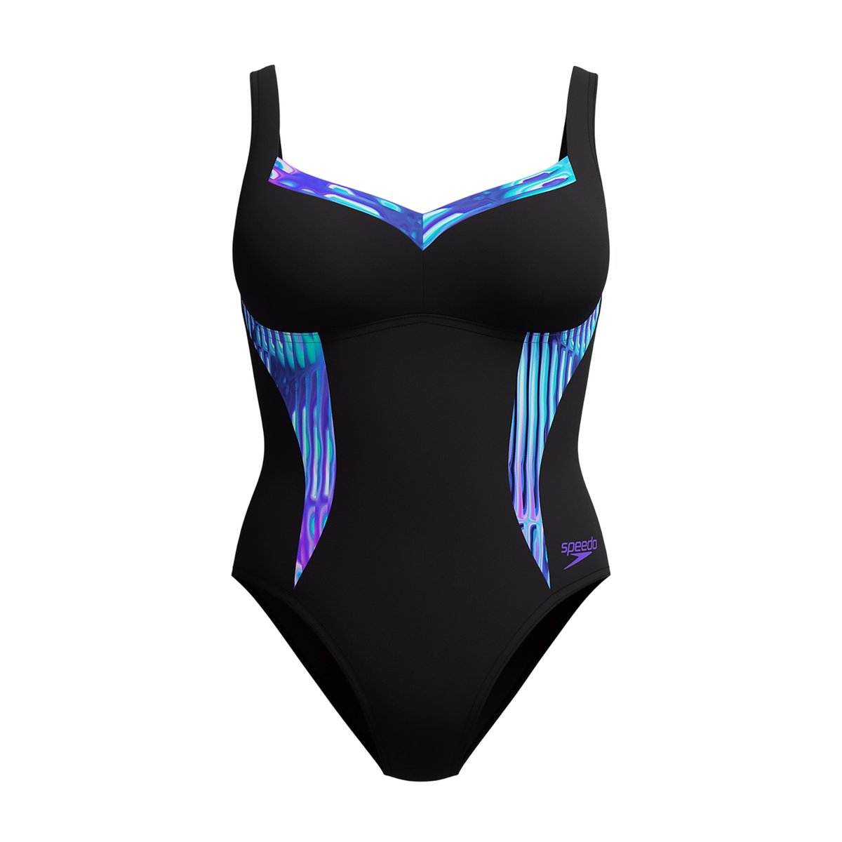 Maillot de bain 1 pièce col V à bretelles ajustables motif/style imprimé LUNAELUSTRE bleu, SPEEDO
