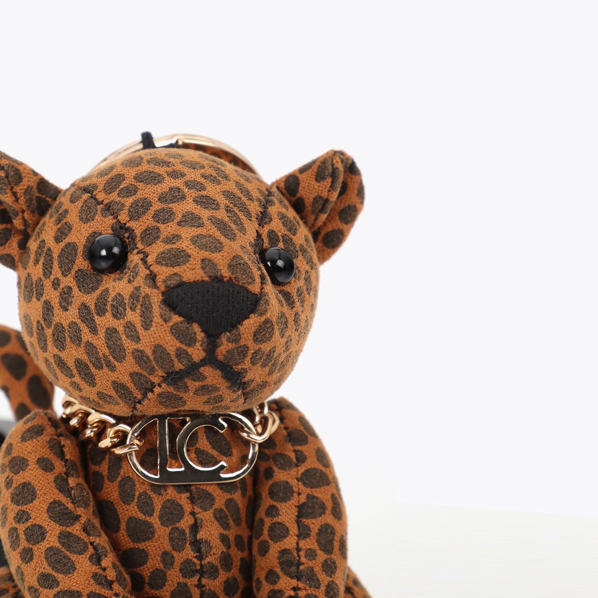 Porte-clefs peluche imprimé léopard à logo métallique léopard, LOLA CASADEMUNT