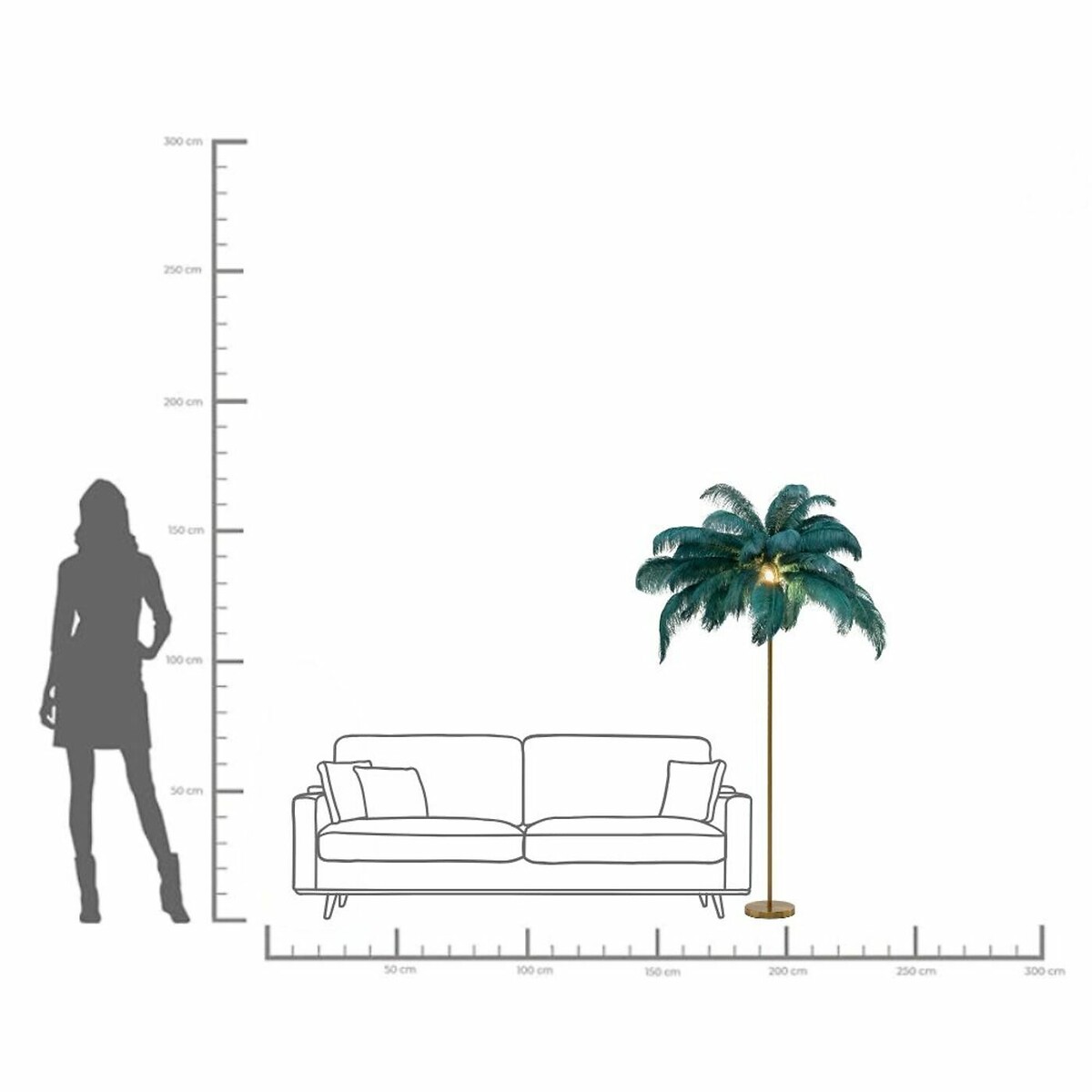 Lampadaire Feather Palm vert 165cm vert, KARE DESIGN