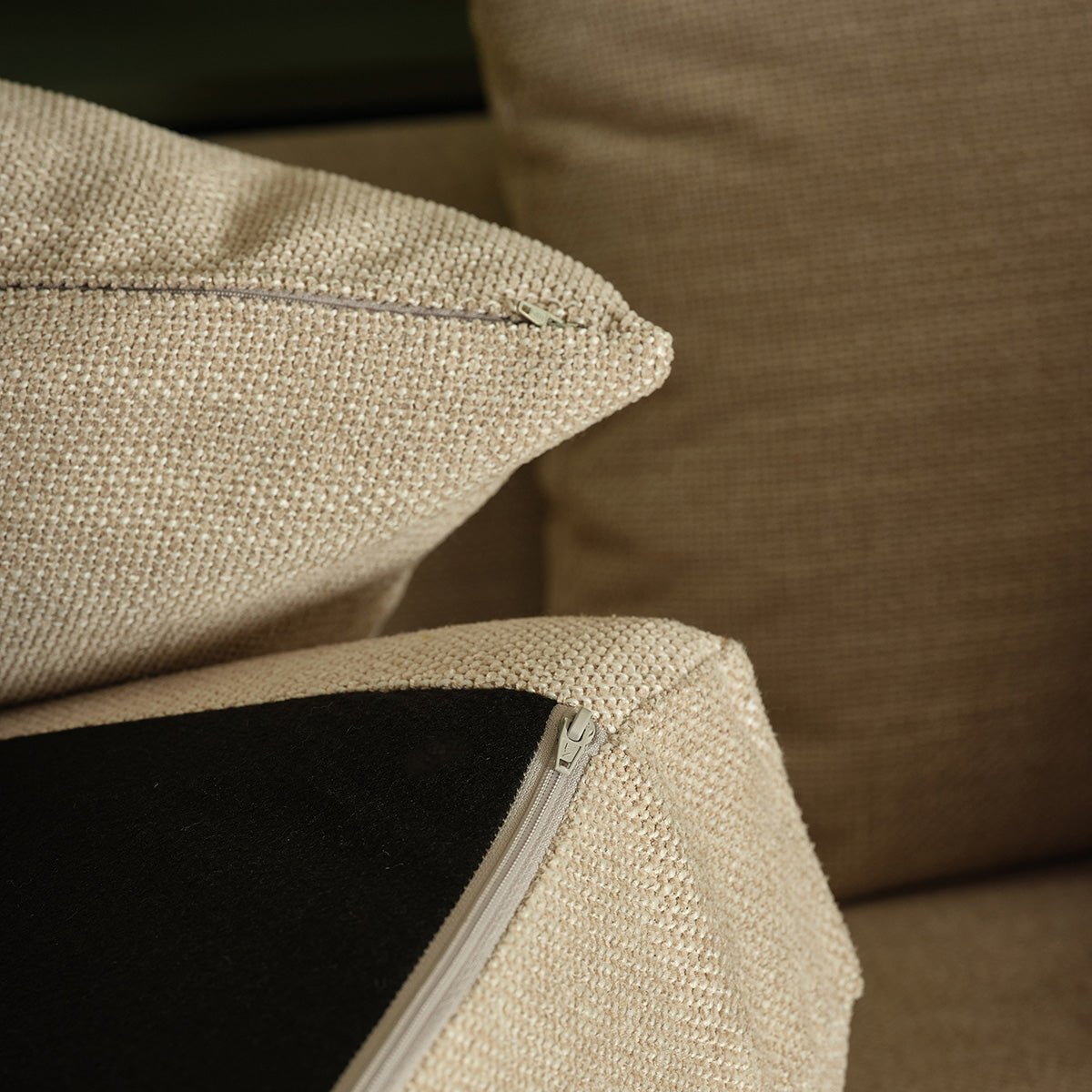 Canapé droit 3 places en tissu texturé   EDMOND beige chiné, BERAH GETAH