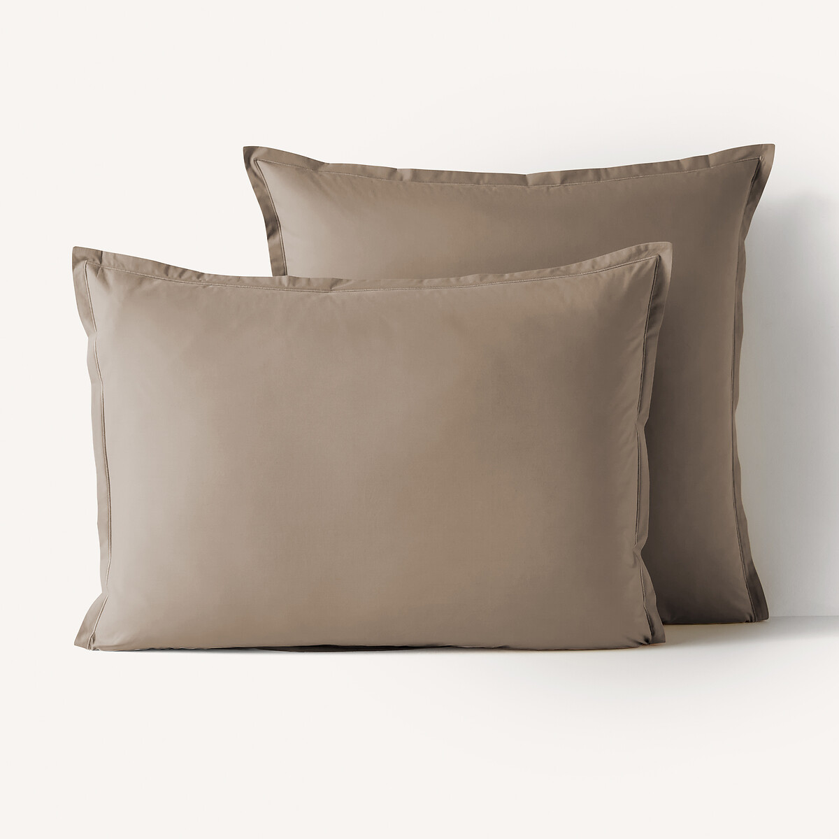 Taie d'oreiller en percale de coton 120 fils, VENETO taupe, AM.PM