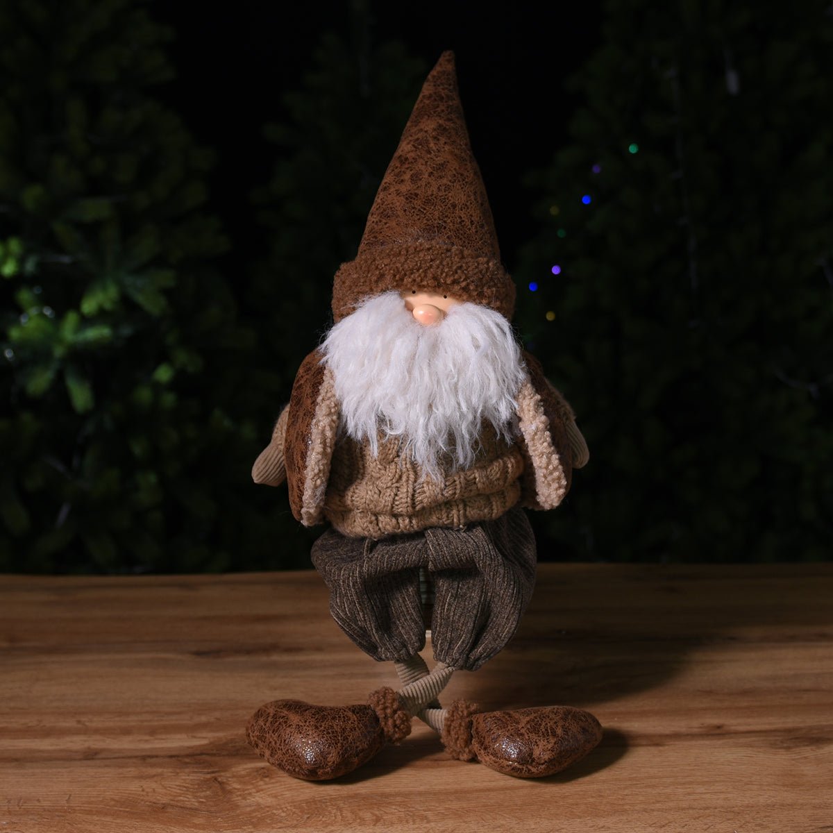 Figurine père noël à asseoir décorative artificielle H71 CLAUS marron, SIA DECO