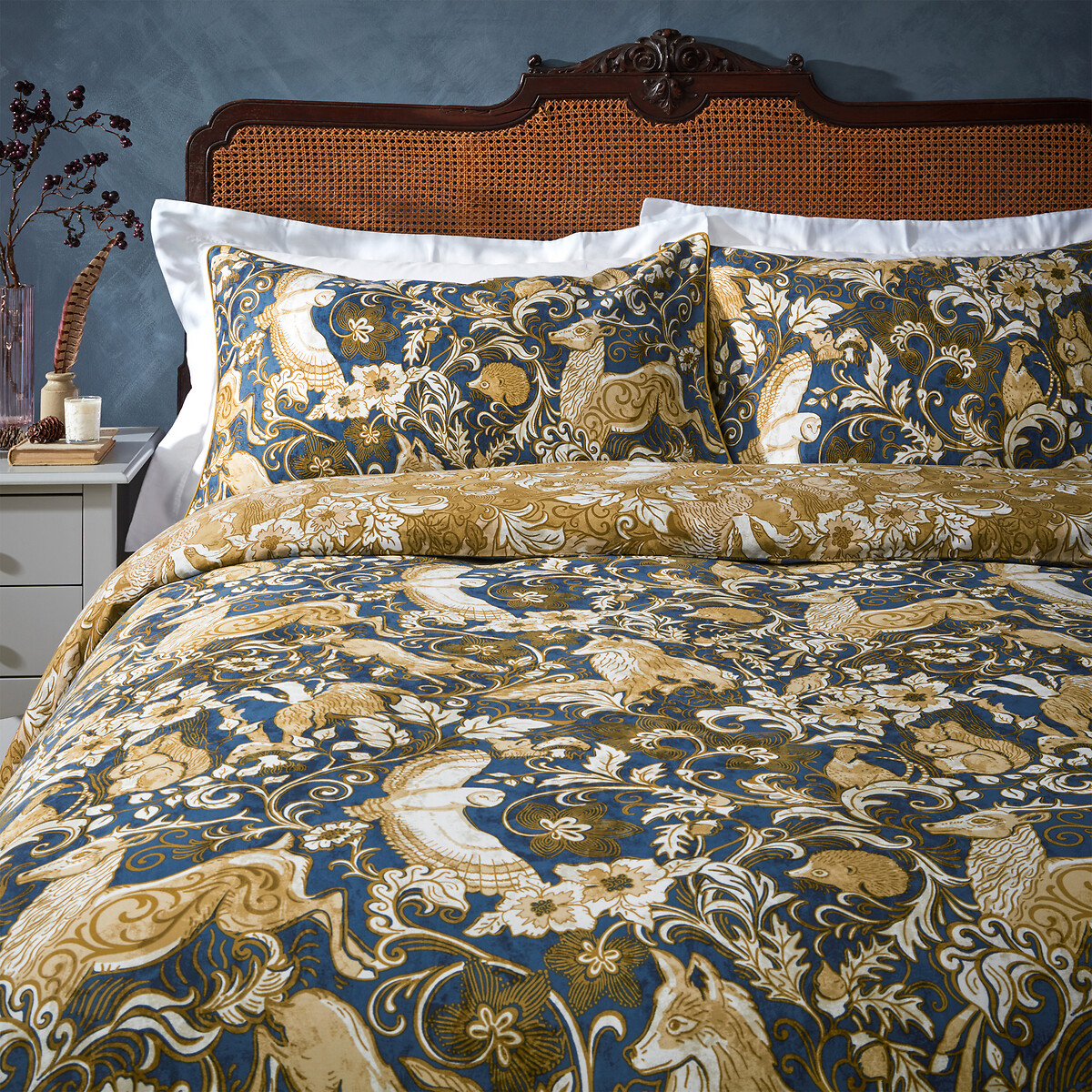 Harewood 100% Cotton Duvet Cover and Pillowcase Set blue, PAOLETTI