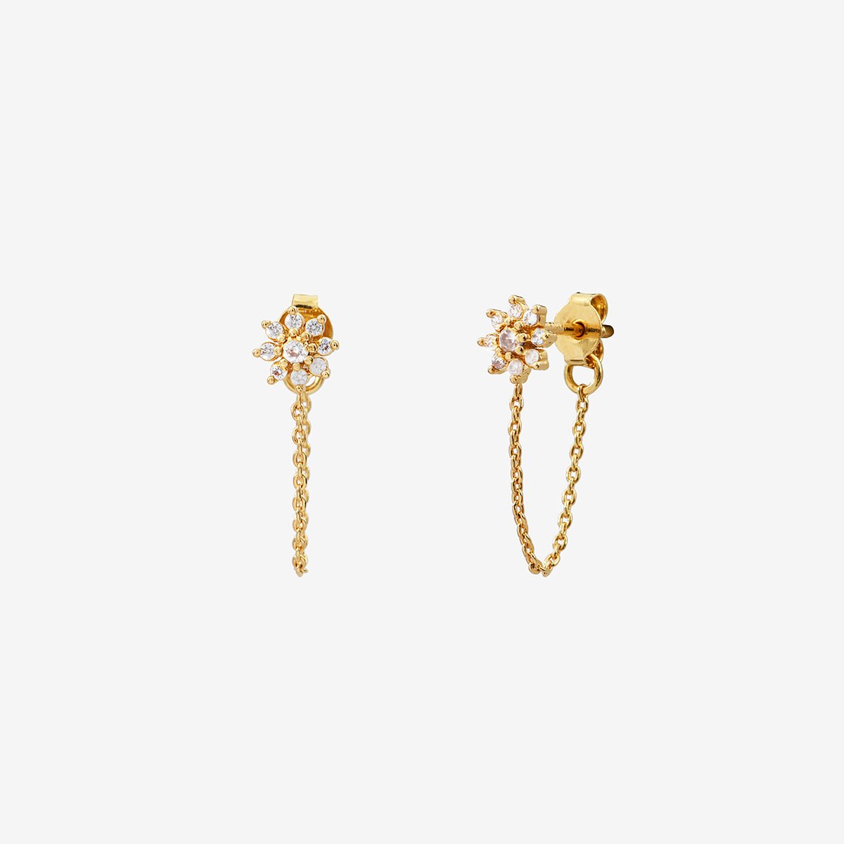 Boucles d'oreilles à l'unité doré à l'or fin bella oxyde de zirconium blanc, CAROLINE NAJMAN