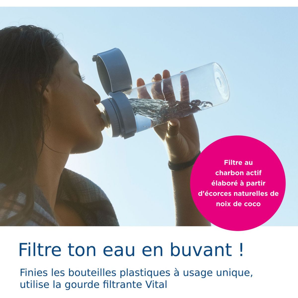 Gourde filtrante filtrante Vital bleu clair + 2 filtres à eau couleur unique, BRITA
