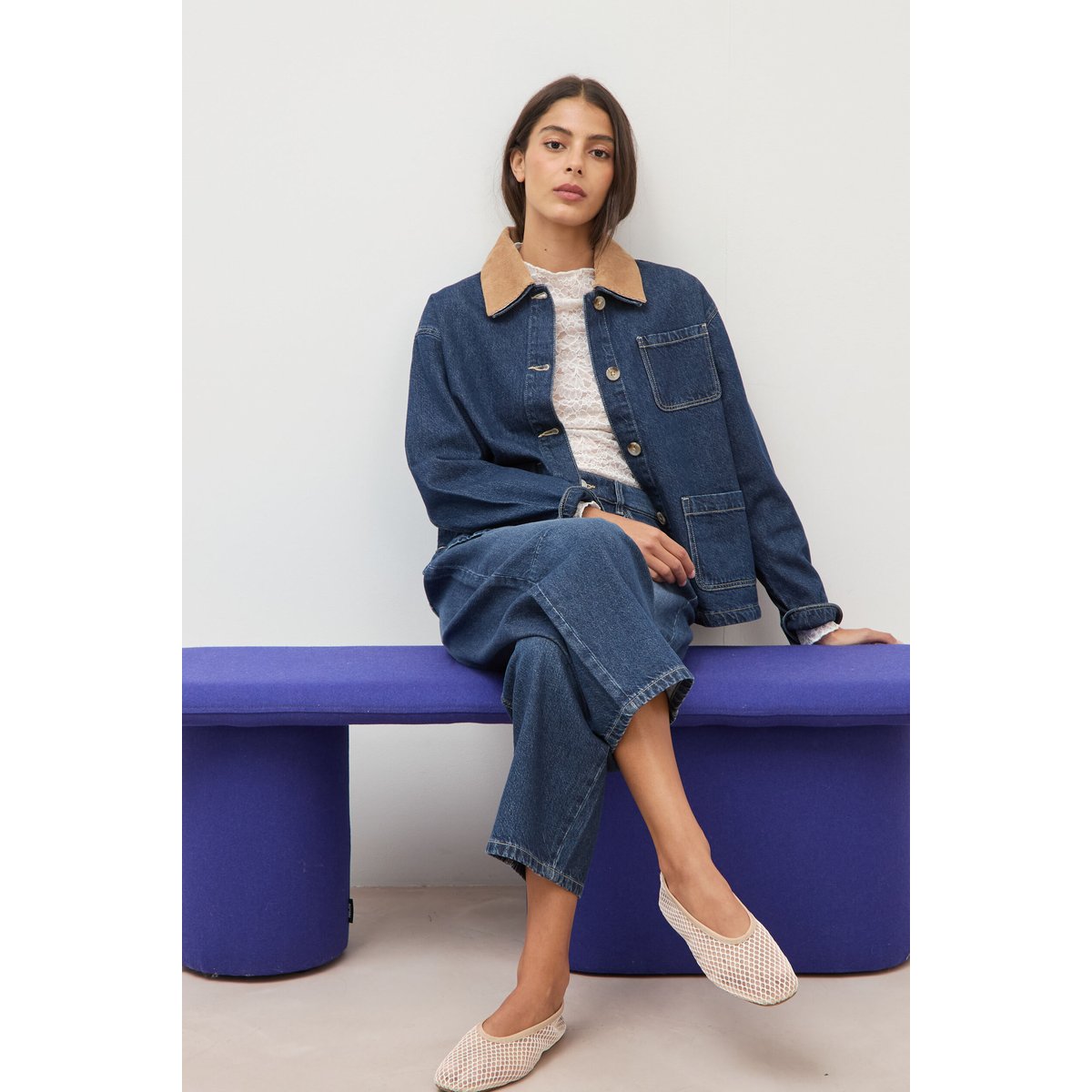 Veste en jeans manches longues denim brut clean, BONOBO