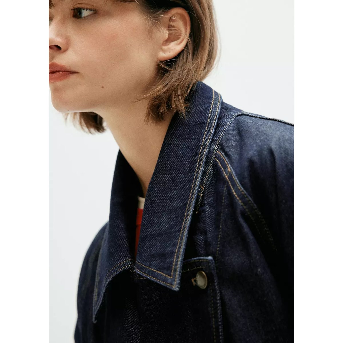 Trench denim ceinture bleu, MANGO