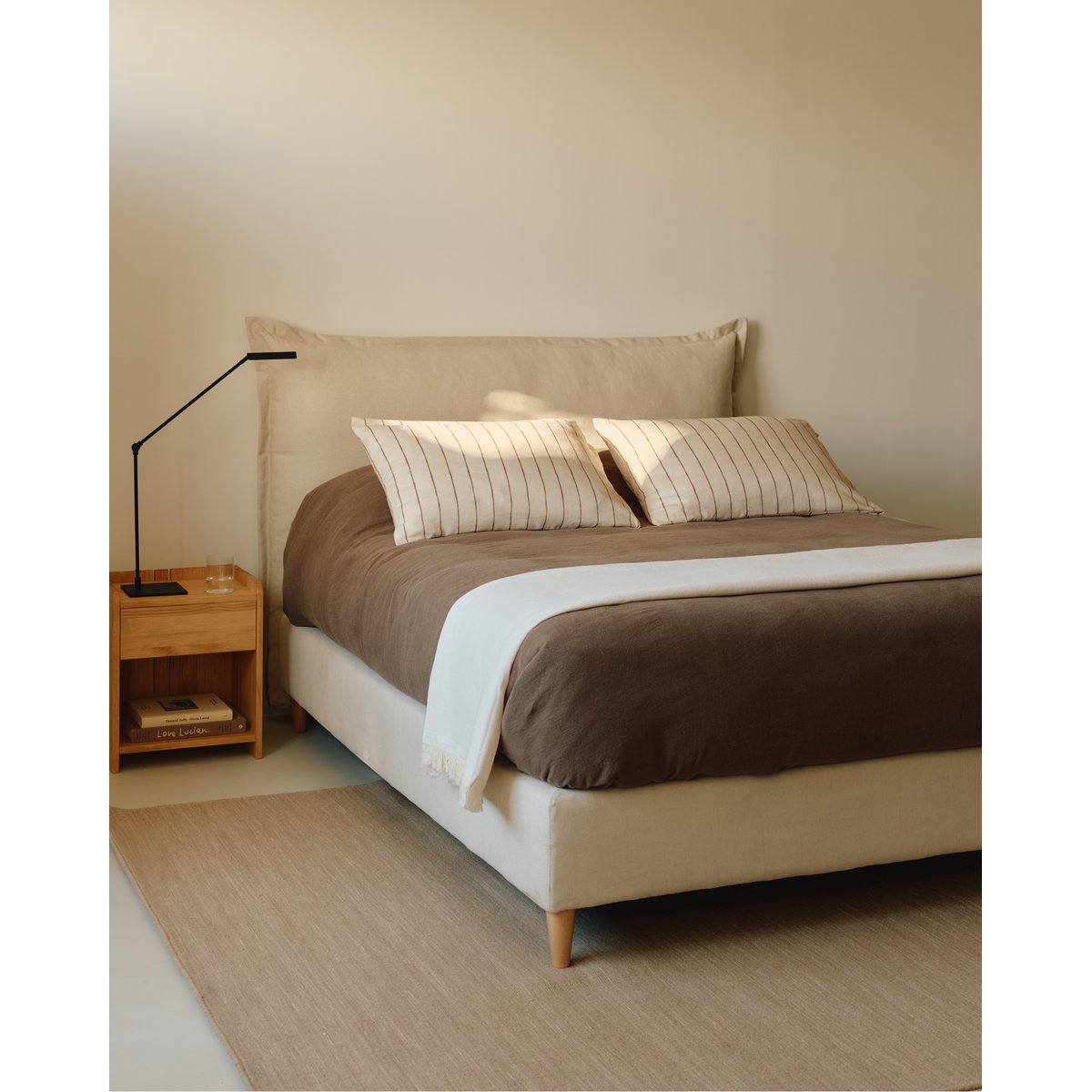 Tête de lit tapissée en tissus naturels beige 150 cm - Nest beige, AUTRE TON