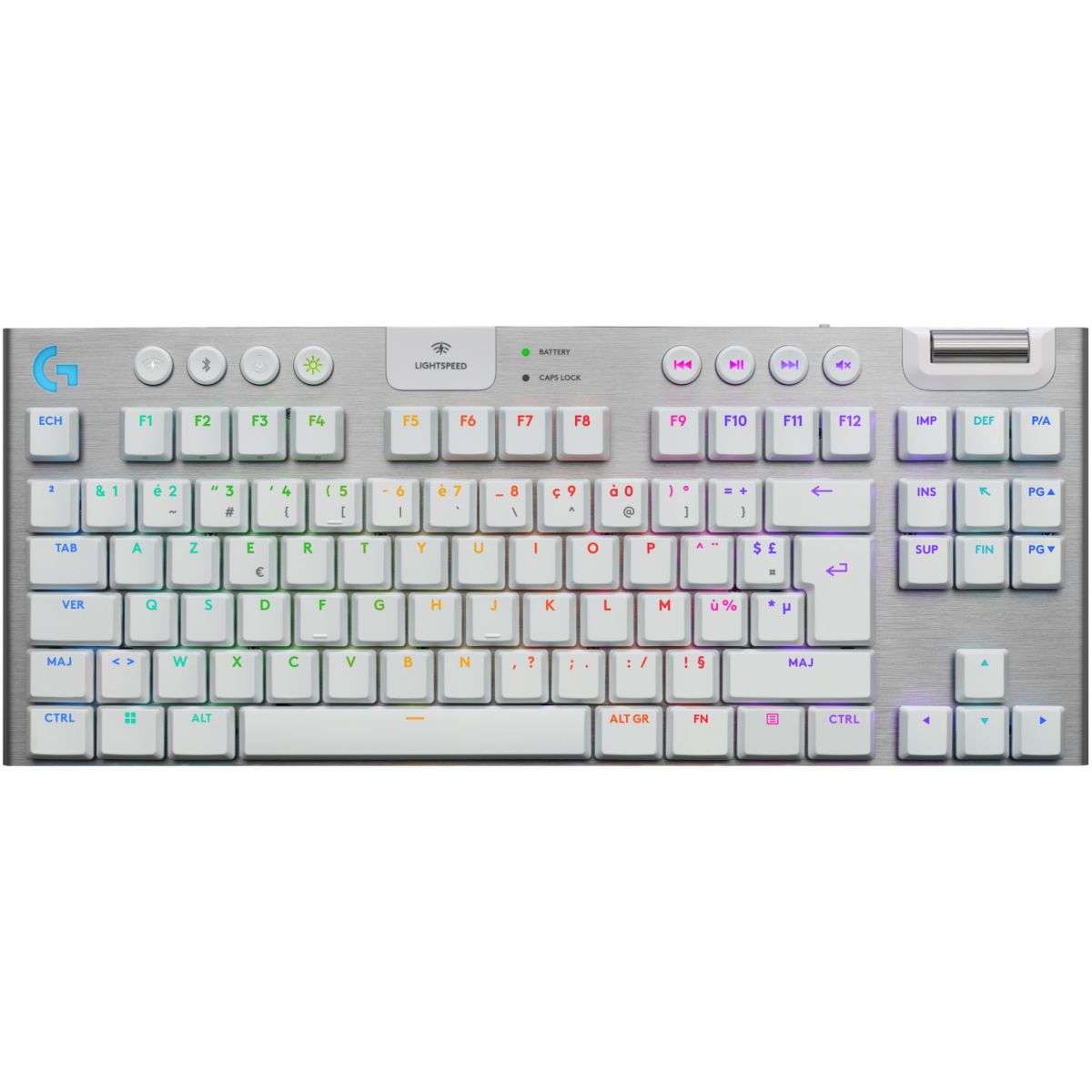 Clavier gamer sans fil G915 X Lightspeed TKL Tactile Blanc couleur unique, LOGITECH