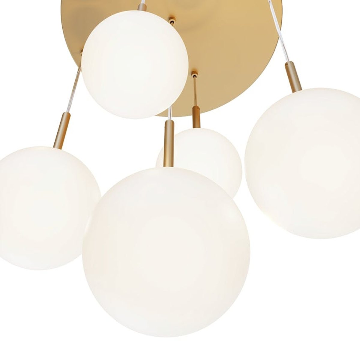 Suspension 5 globes en grappe ajustables DELTONA doré, PIER IMPORT