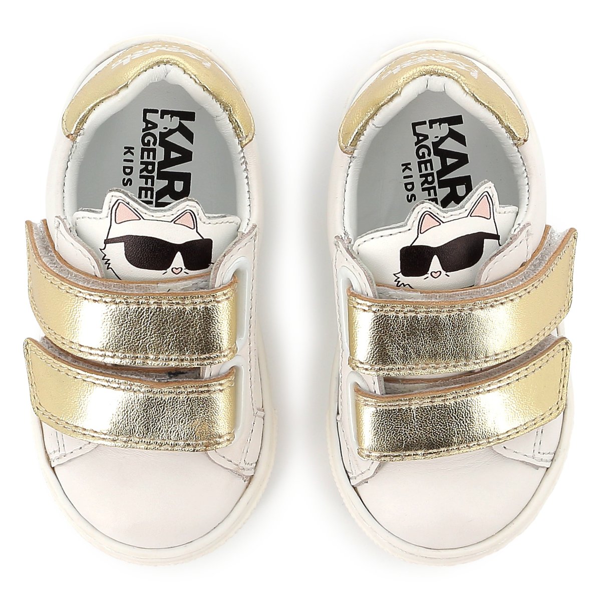 Sneakers in pelle a strappo blanc, KARL LAGERFELD KIDS