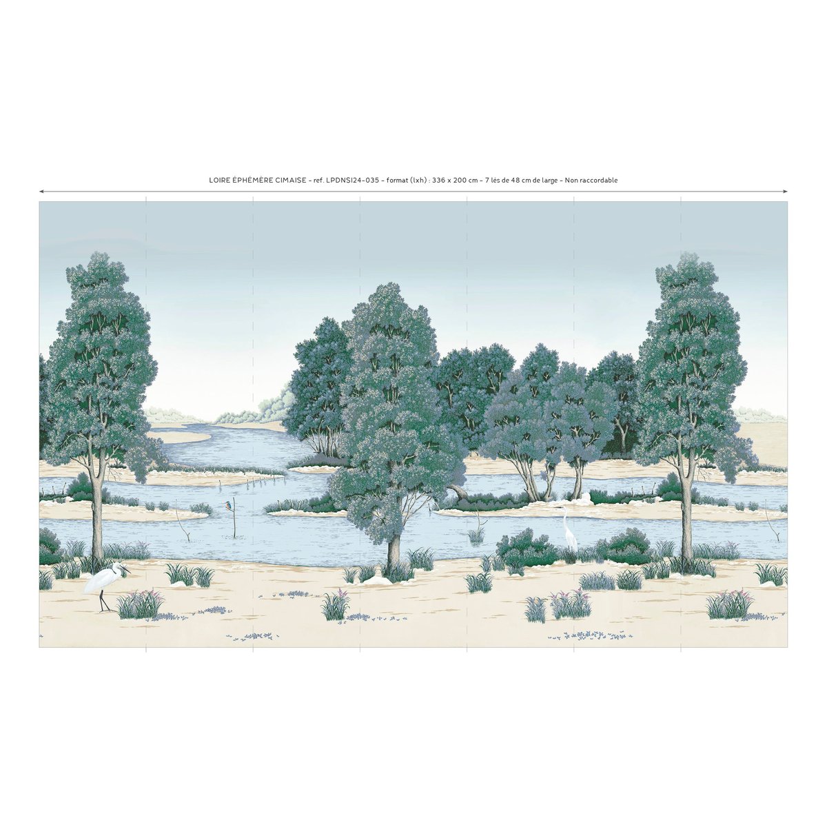 Papier peint panoramique Loire éphémère - Collection Signature Lé Papiers de Ninon vert, LE PAPIERS DE NINON