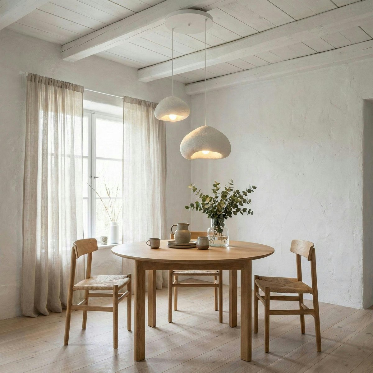 Suspension blanche design organique 2 lampes 70 cm NOXIS blanc, PIER IMPORT