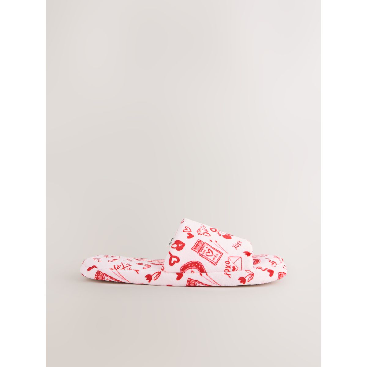 Chaussons claquettes pelucheux à motif cœur rose/rouge, NEXT