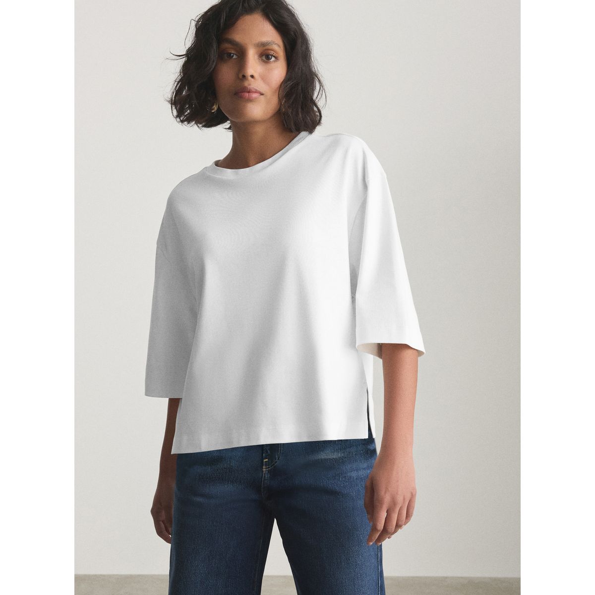T-shirt droit ras du cou à manches courtes blanc, NEXT