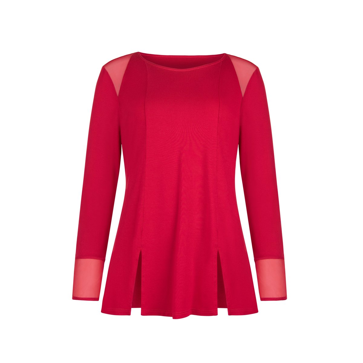 Pyjama pantalon évasé tunique manches longues ROXANNE rouge, LISCA