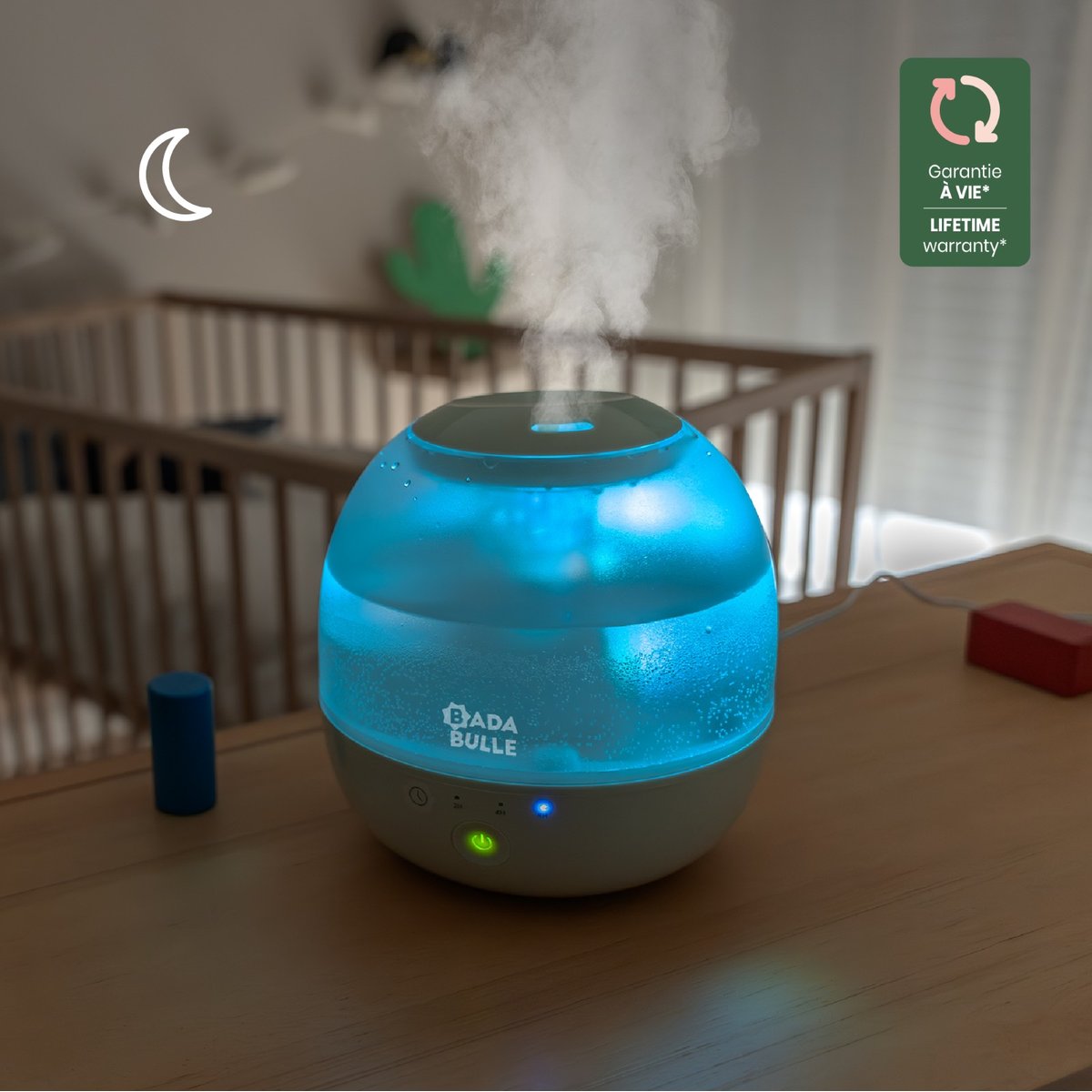 Humidificateur Veilleuse Bubble vert clair, BADABULLE