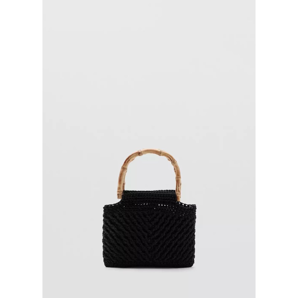 Sac à main avec anse en bambou noir, MANGO