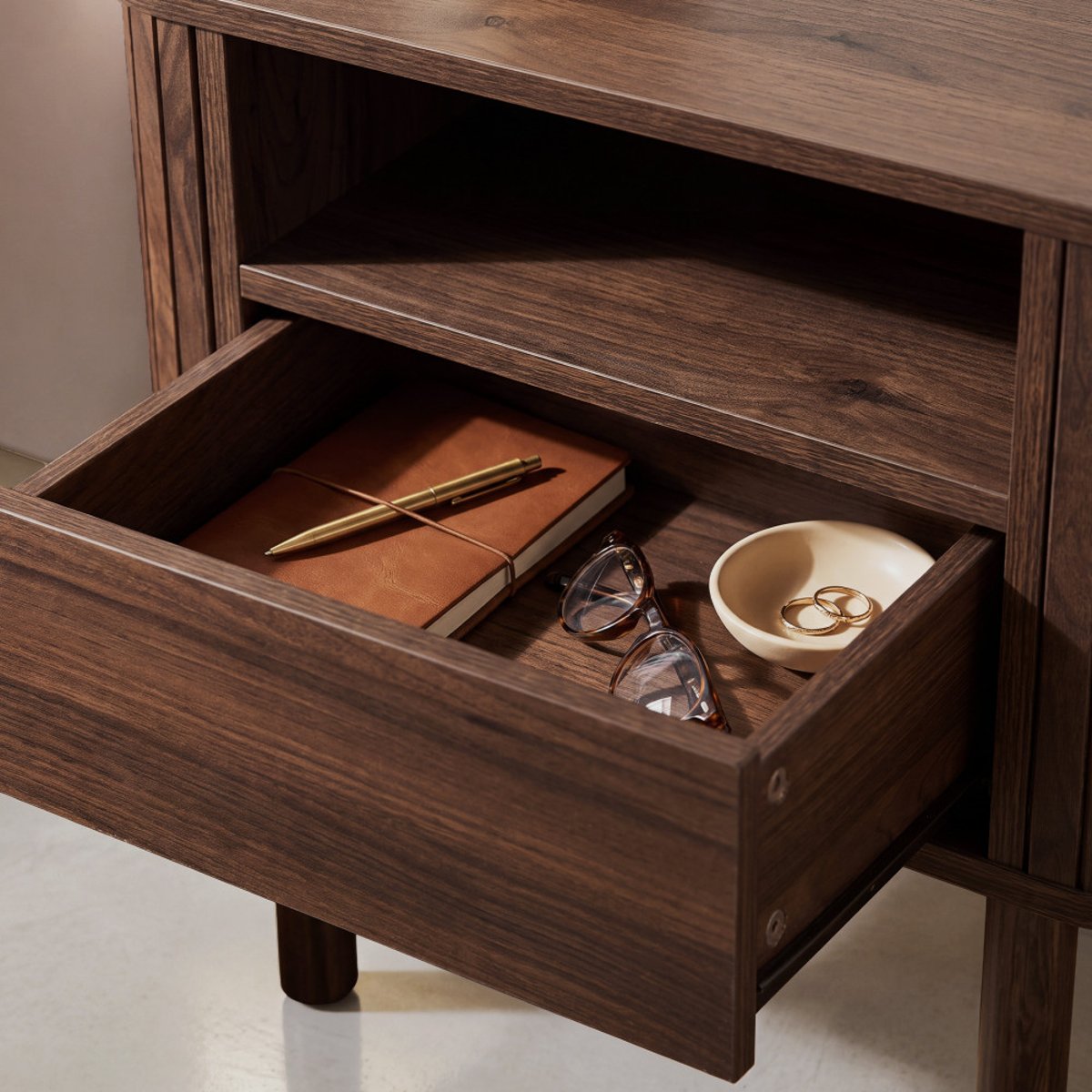 Table de chevet 1 tiroir en bois- MAYA bois foncé, DRAWER