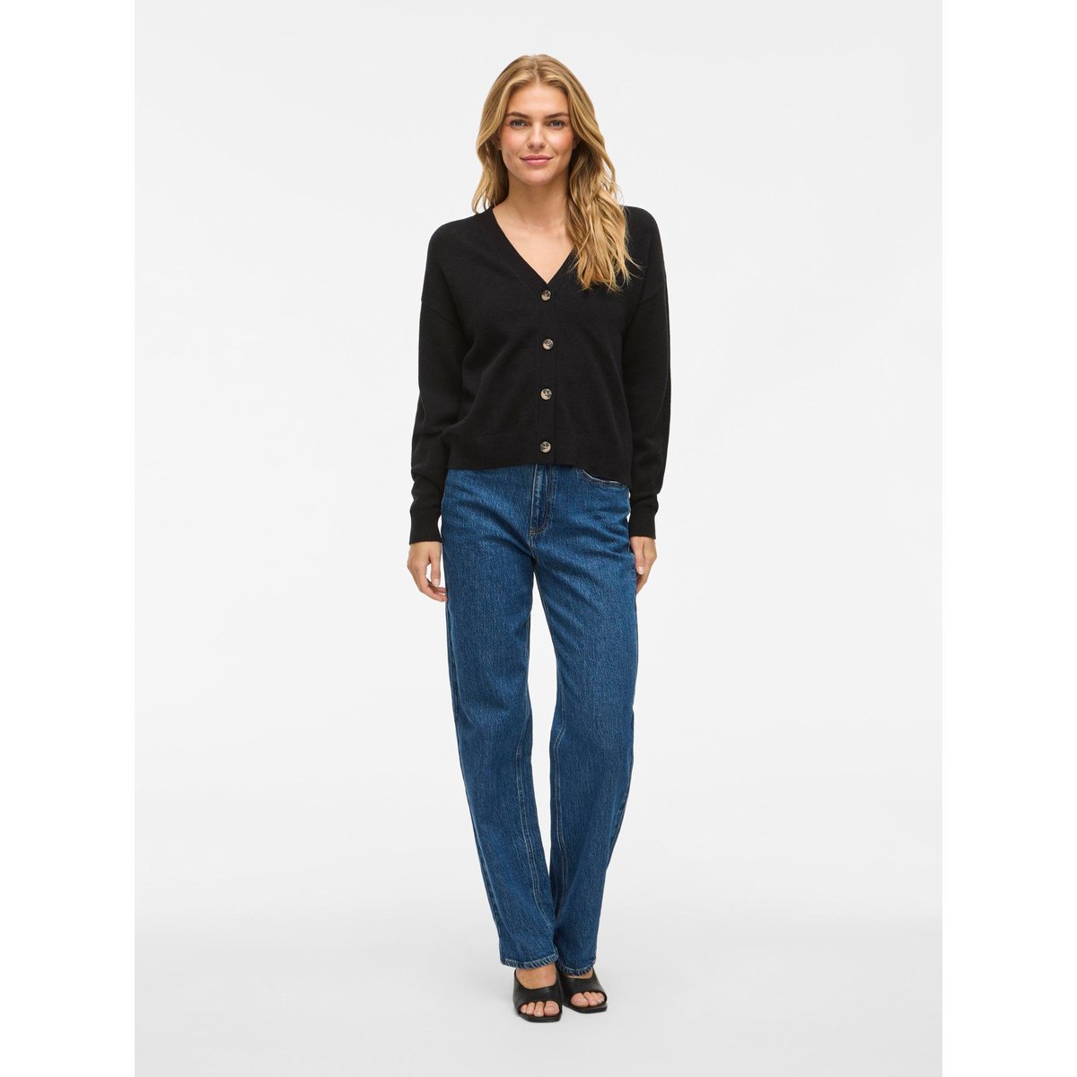 Gilet boutonné col V black, VILA