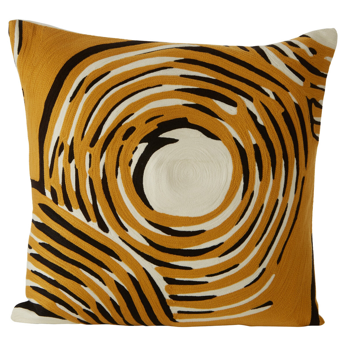 Embroidered Circular Pattern Ochre Filled Cushion yellow, ÉDITÉ