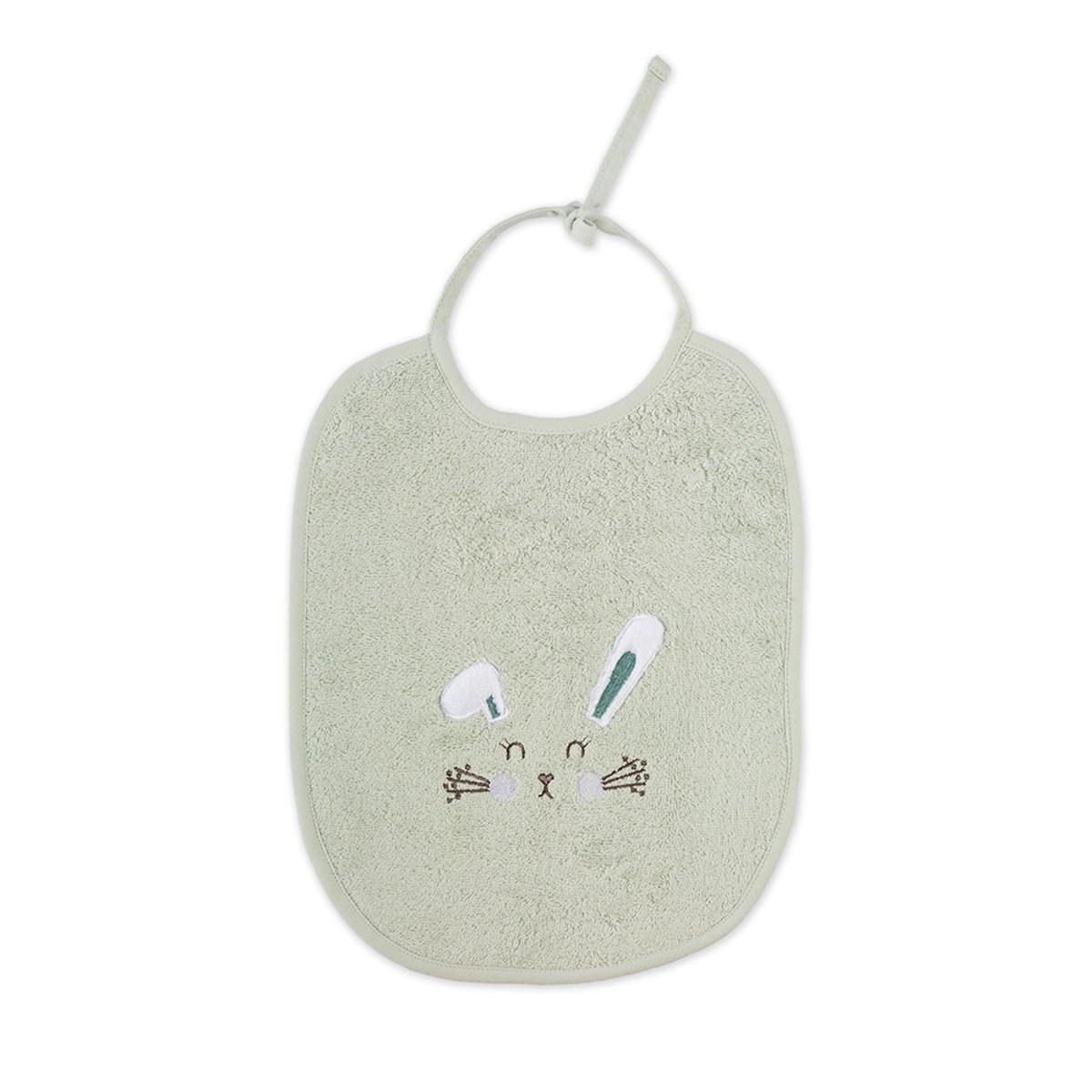 Bavoir enfant pur coton PETIT LAPIN vert d'eau 20x26, GARNIER THIEBAUT