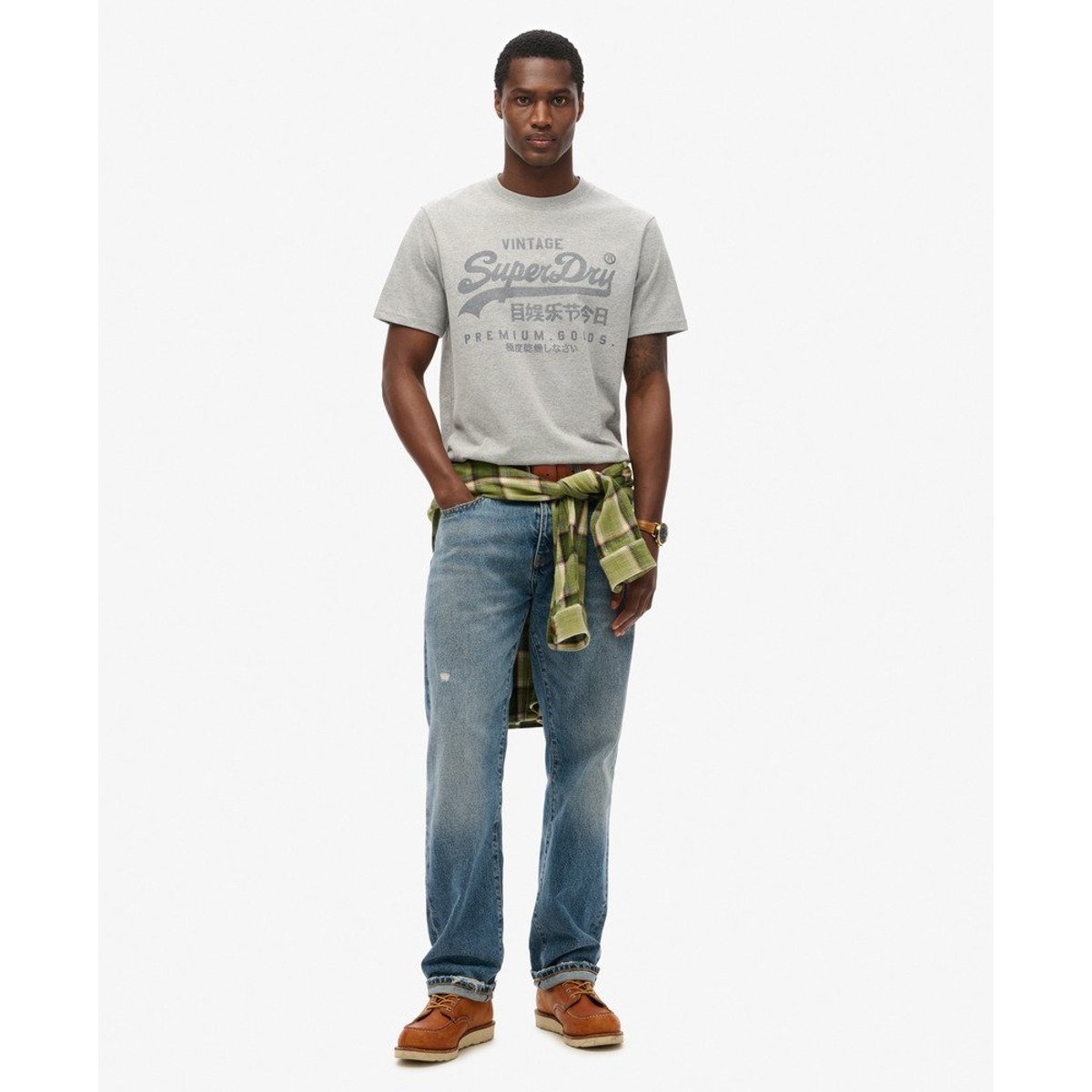 T-shirt Classic Heritage gris cendré chiné, SUPERDRY