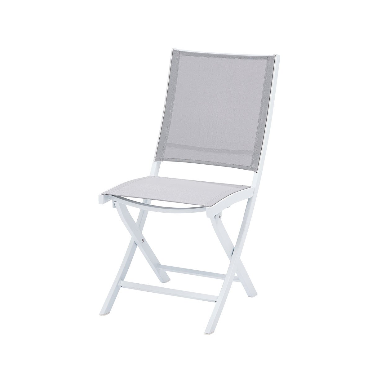 Chaise pliante en aluminium, assise textilène STAR blanc, WILSA GARDEN